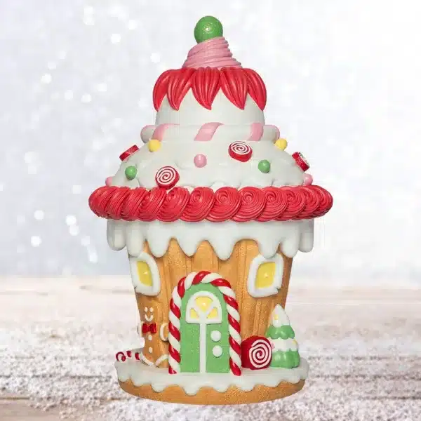 Battery operated LED large fibreglass gingerbread house 1 metre tall Christmas decoration