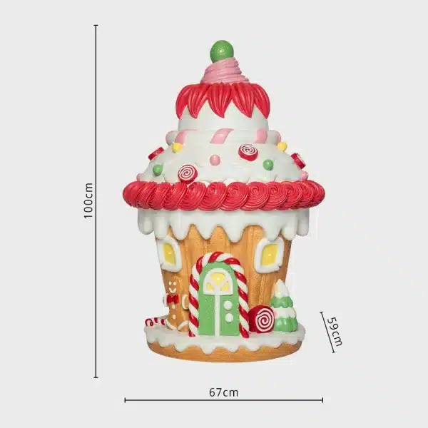Battery operated LED large fibreglass gingerbread house Christmas decoration dimensions
