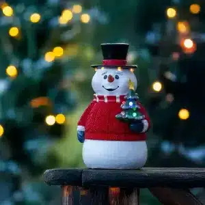 Battery operated snowman outdoor Christmas decoration with timer function