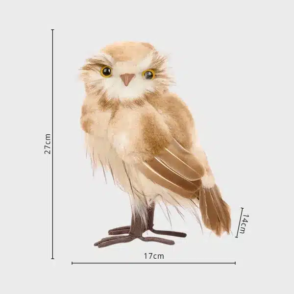 Smooth head brown furry owl indoor Christmas decoration 27cm tall dimensions