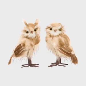 Brown furry owls Christmas decoration set 27cm tall home decoration