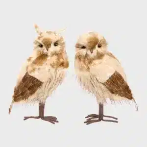 Brown furry owls Christmas decoration set 50cm tall home decoration