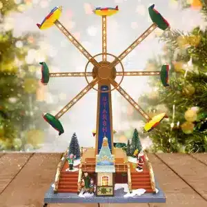 Christmas spinning plane ride table top decoration animated village scene