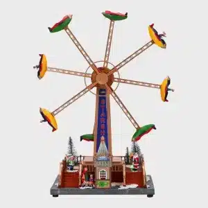 Christmas spinning plane ride table top decoration musical and animated village scene