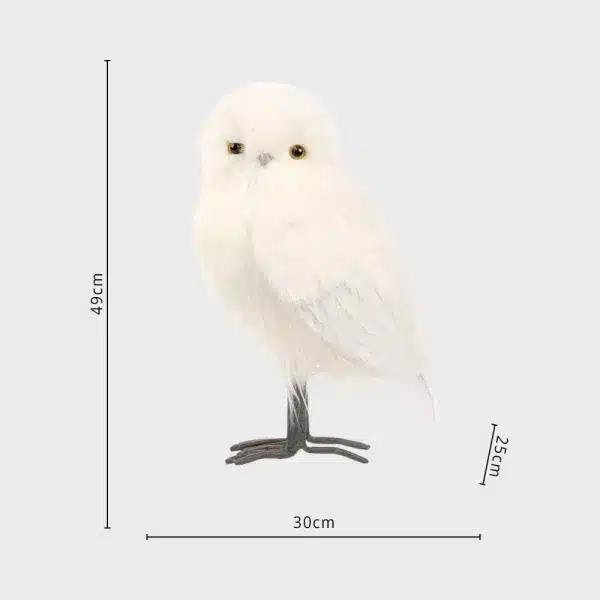 Furry long hair owl smooth head indoor Christmas decoration dimensions