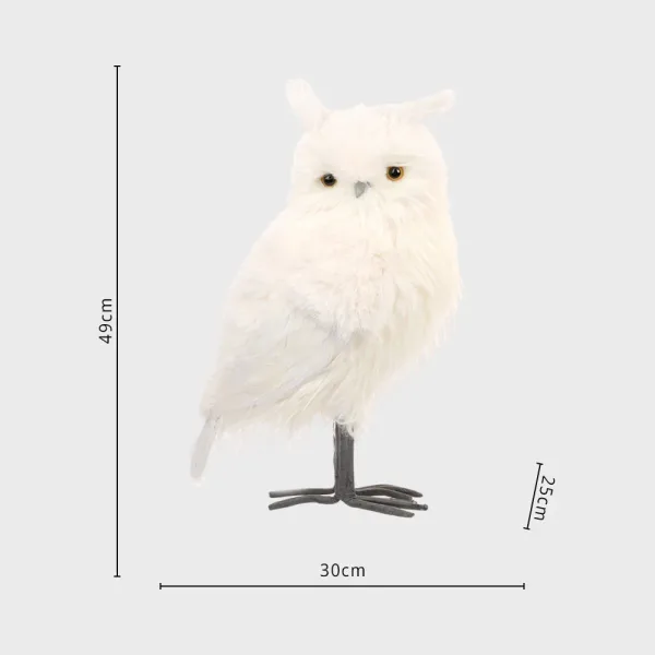 Furry long hair owl with pointed ears indoor Christmas decoration dimensions
