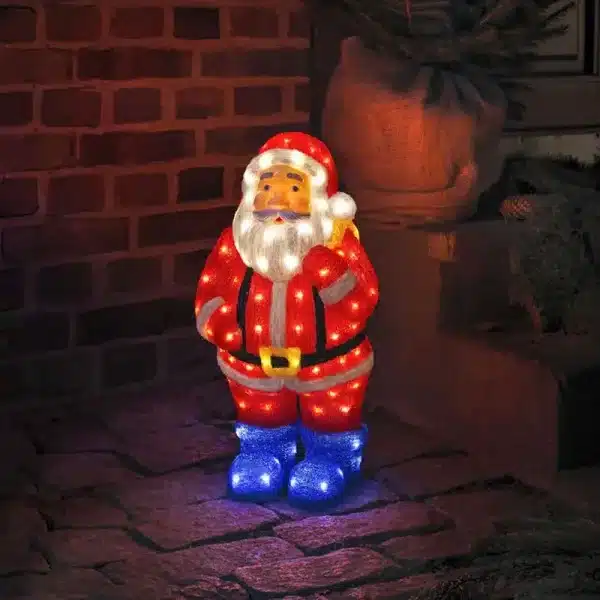 Santa Claus outdoor Christmas decoration with 104 warm white LED lights