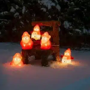 Snowman with Santa outdoor Christmas decoration set with warm white LED lights