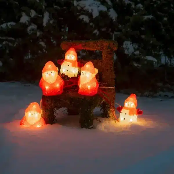 Snowman with Santa outdoor Christmas decoration set with warm white LED lights
