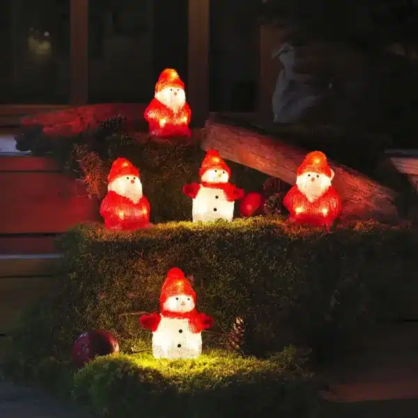 Snowman with Santa outdoor Christmas decoration set with 40 warm white LEDs
