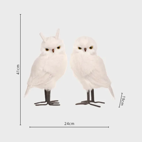 Winter forest furry owls Christmas decoration set dimensions