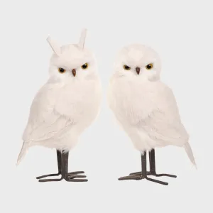 Winter forest furry owls Christmas decoration set table top feature