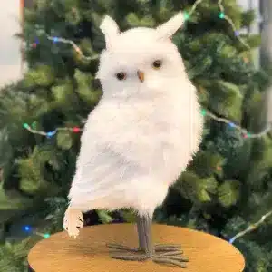 Winter furry owl Christmas decoration with pointed ears design product view