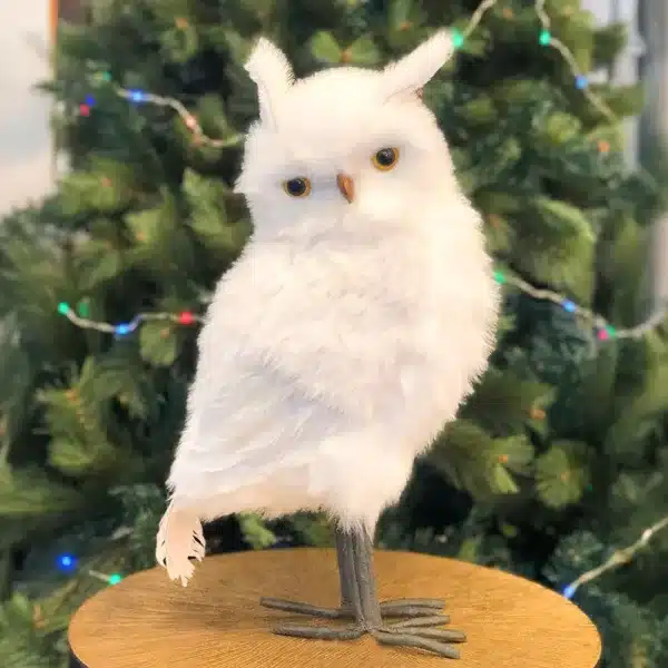 Winter furry owl Christmas decoration with pointed ears design product view