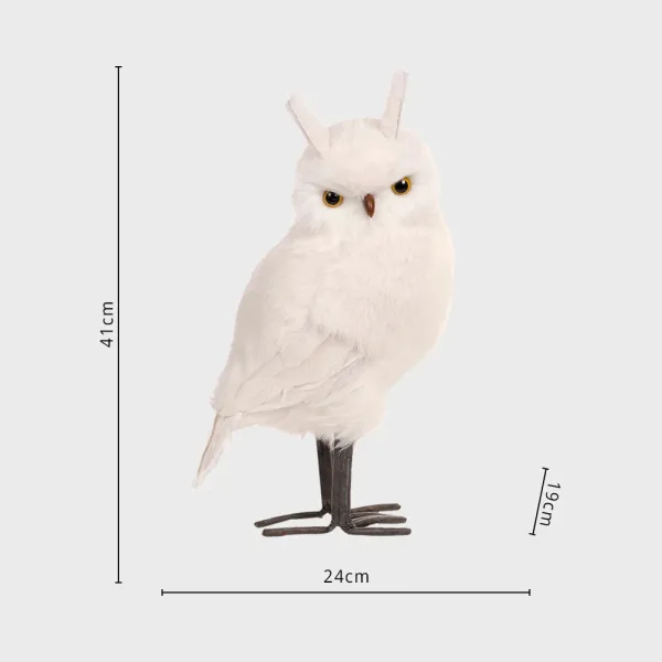 Winter furry owl with pointed ears indoor Christmas decoration dimensions
