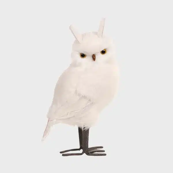 Winter furry owl with pointed ears indoor Christmas decoration product image