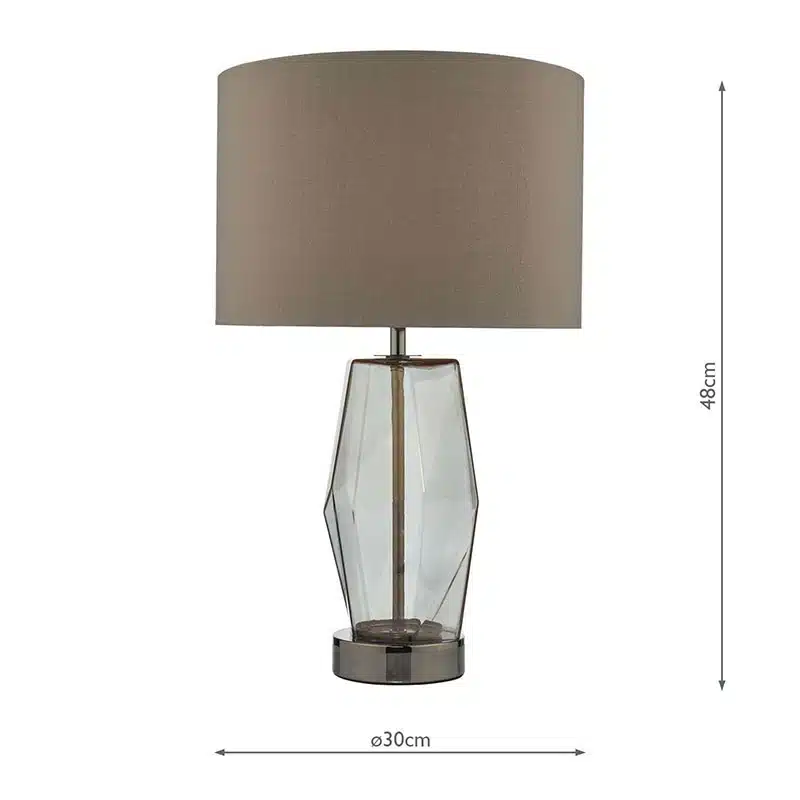 smoked-glass-touch-table-lamp-dimensions-h48-dia30 Smoked glass touch table lamp dimensions: height 48cm, diameter 30cm