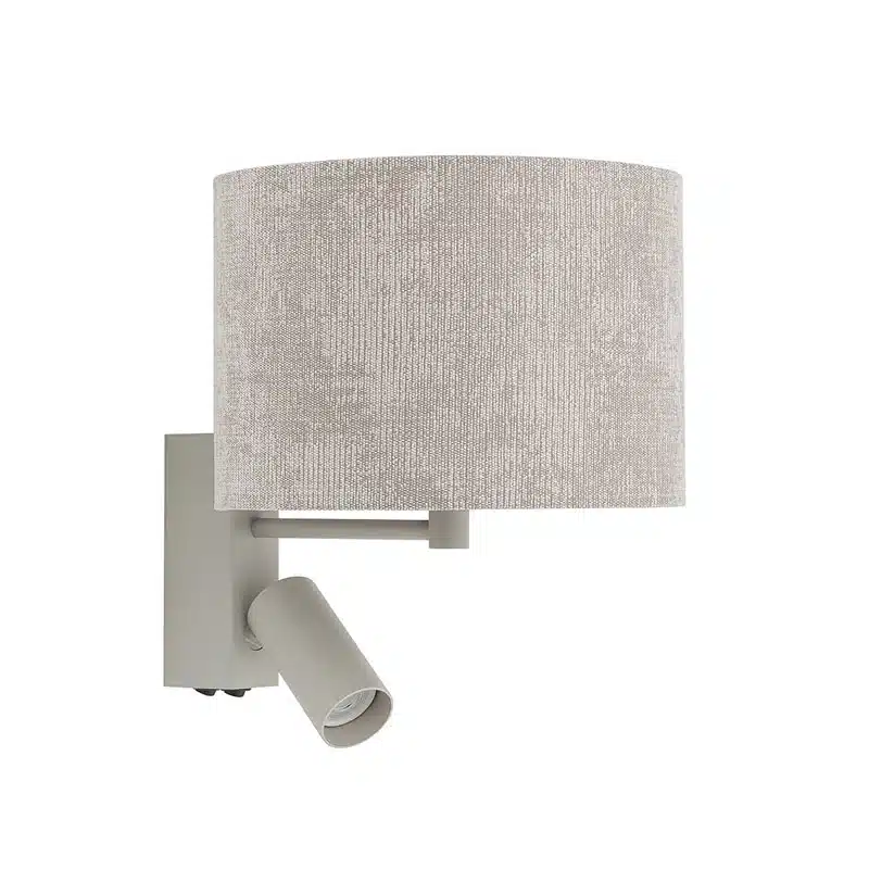 Beige-fabric-wall-light-with-reading-spotlight Beige fabric wall light with reading spotlight for living room and bedroom