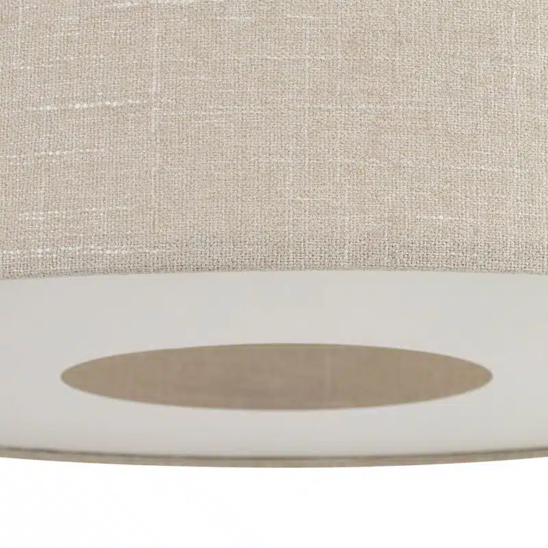 Cream-Fabric-Ceiling-Light-with-Brushed-Gold-Detail-Close-View Cream fabric ceiling light with brushed gold detail close view