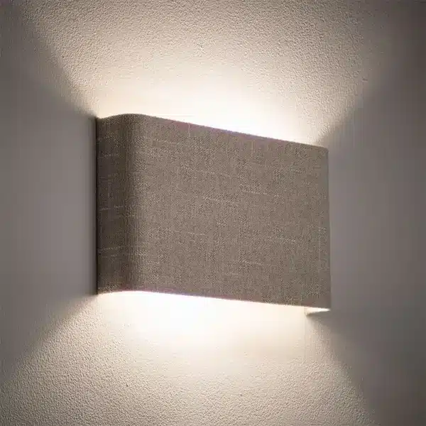 Cream fabric shade wall light for bedroom or hallway