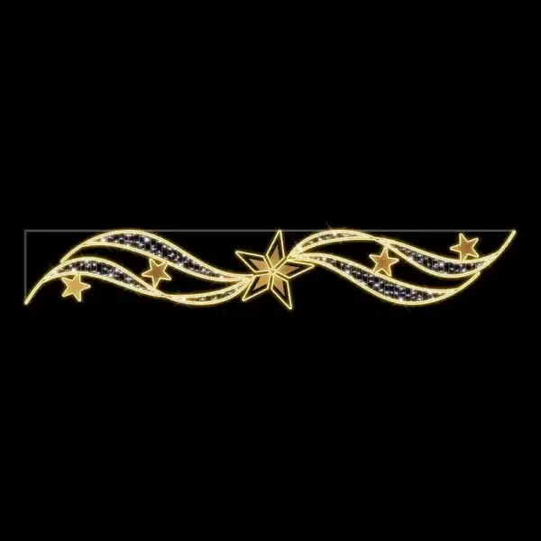 LED shooting star swag cross street motif decoration with warm white and ice white lighting