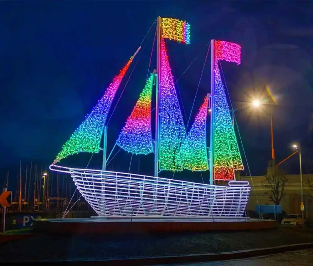 Commercial Christmas lighting in a shopping centre