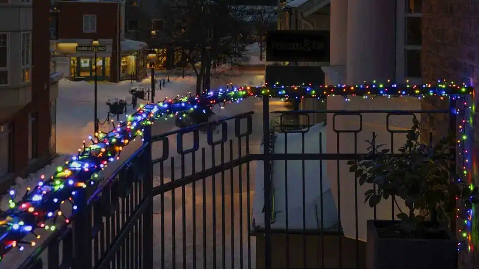 Multicolour cluster Christmas lights outside display