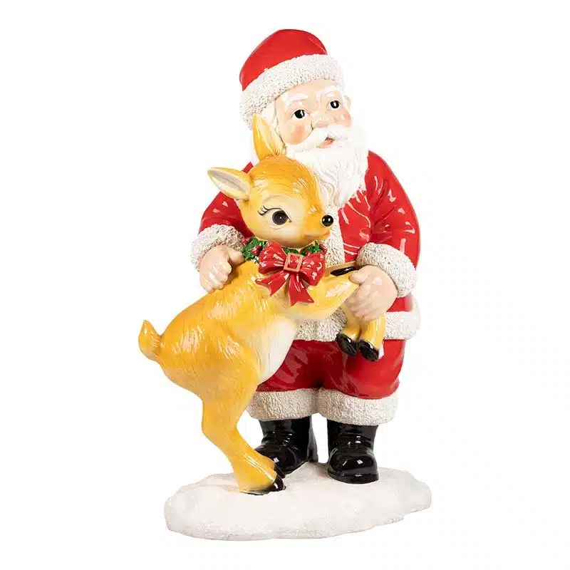 Santa-Standing-with-Reindeer-Christmas-Decoration-Product-Image Santa standing with reindeer Christmas decoration