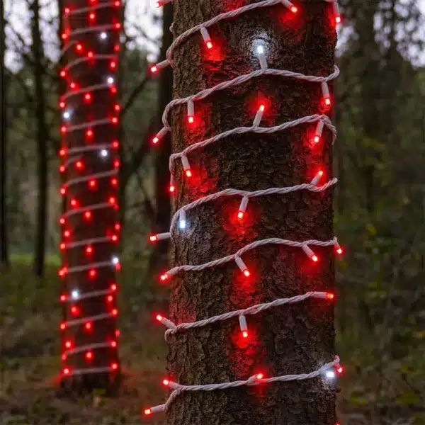 Connectable red with ice white flash white cable Christmas lights IP65 rated