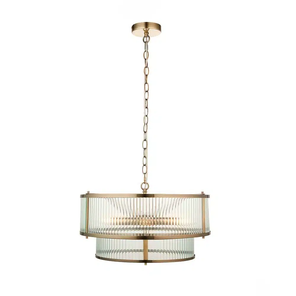 Endon-110944-Ridgeton-5-Light-Tiered-Antique-Brass-Pendant-Light-Height-Adjustable-Chain Endon 110944 Ridgeton 5 light tiered antique brass pendant light with height adjustable chain