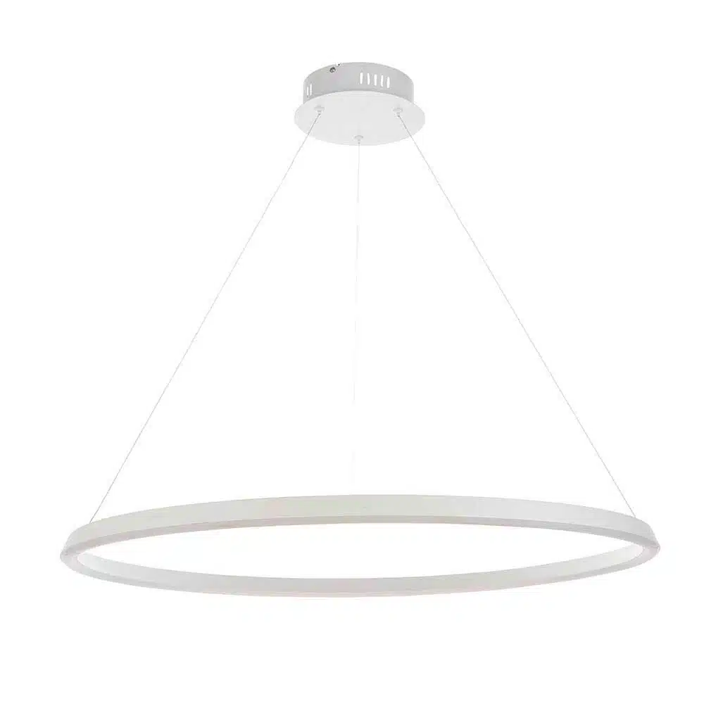 Endon-80629-Staten-Matt-White-LED-Pendant-Light-Unlit-View Endon 80629 Staten matt white LED pendant light unlit view